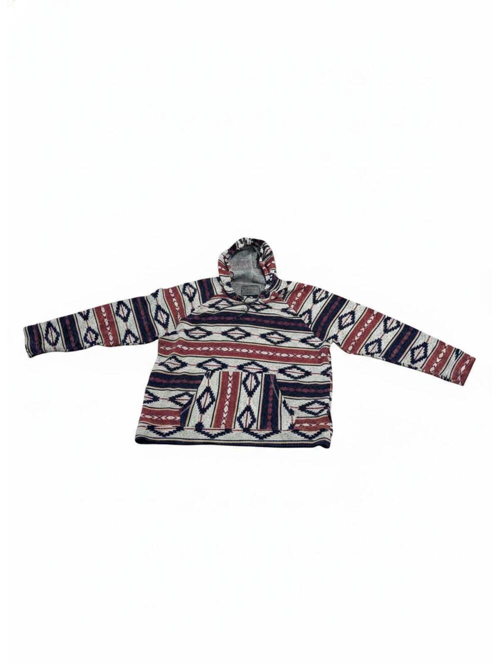 Brooklyn Cloth Aztec Tribal Hoodie Mens 3XL Gray Navy Red Geometric Pullover